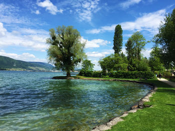 Scenic view of lake against sky