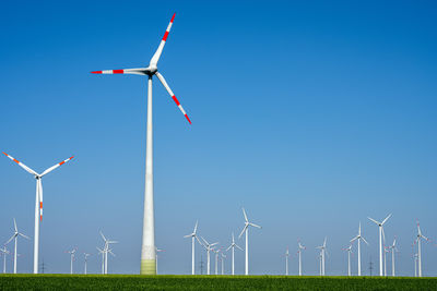 Many wind turbines seen in rural germany