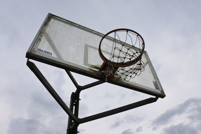 Low angle view of basketball hoop against sky