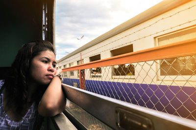 Boy against sky