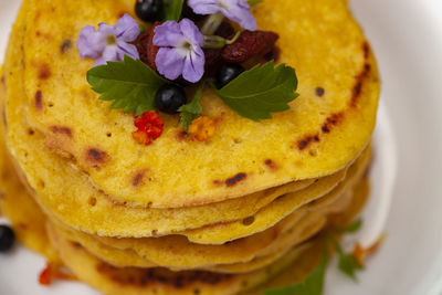 High angle view of cake in plate