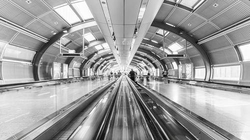 Blurred motion of escalator