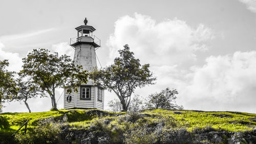 Low angle view of lighthouse against sky