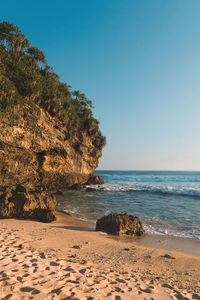 Scenic view of sea against clear sky