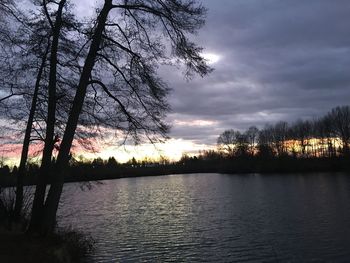 Scenic view of lake during sunset