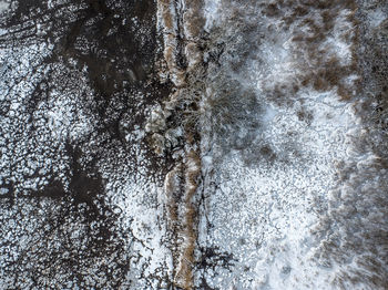 Aerial view of snowy land