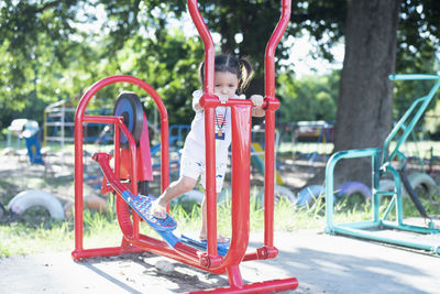 Low angle view of outdoor play equipment