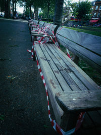 Empty bench in park