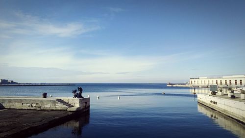 Scenic view of sea against blue sky