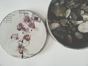 Close-up of food over white background