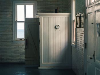 Closed door of building