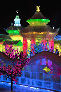 Illuminated lights at night