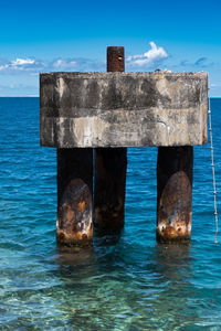 Close-up of sea against blue sky