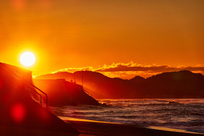 Scenic view of sea against sky during sunrise