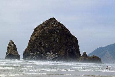 Scenic view of beach against clear sky