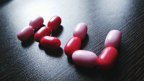 Close-up of capsules on table