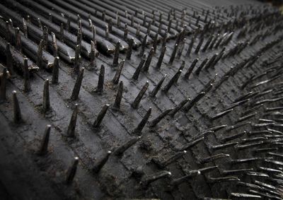 Full frame shot of tire tracks in mud