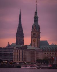 View of building against sky at sunset