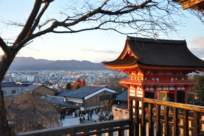 View of buildings in city during winter