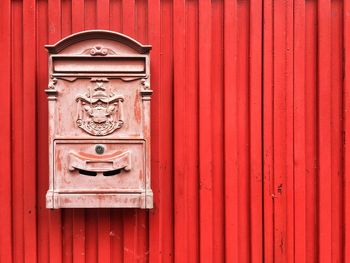 Close-up of red door