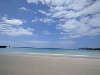 Scenic view of beach against sky