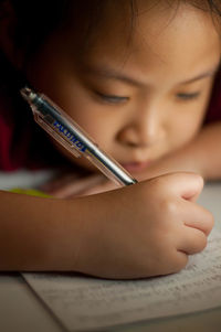 Close-up of girl looking away