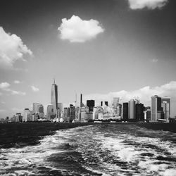 City skyline with river in background