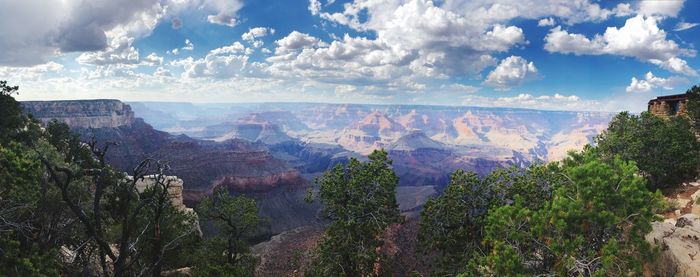 Panoramic view of landscape against cloudy sky