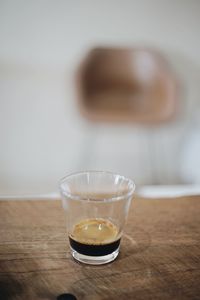 Close-up of beer in glass on table