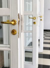 Close-up of closed door of building