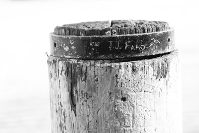 View of wooden post in the dark