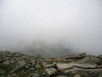 Scenic view of rocky mountains against sky