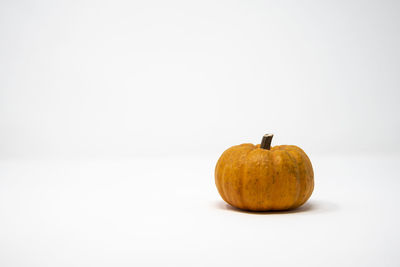 Close-up of pumpkin against orange background