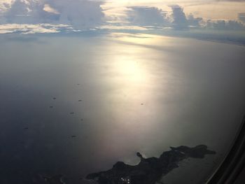 High angle view of lake against sky