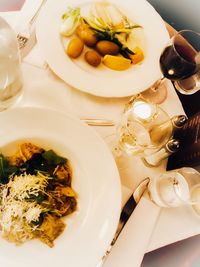 High angle view of meal served in plate
