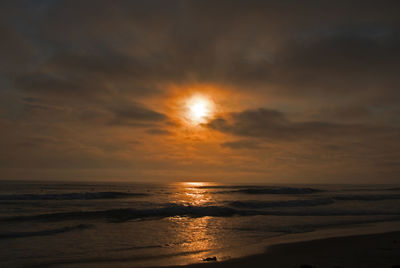 Scenic view of sea during sunset