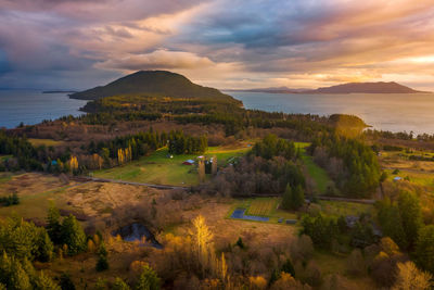 Scenic view of landscape against sky during sunset