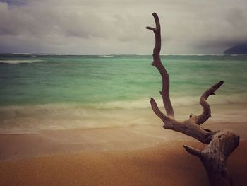 Scenic view of sea against cloudy sky