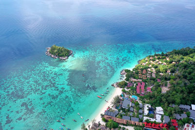 High angle view of island amidst sea