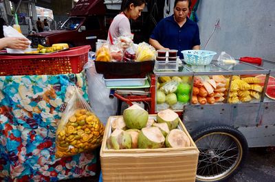 Various fruits for sale at market stall