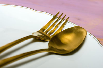 Close-up of spoon on table