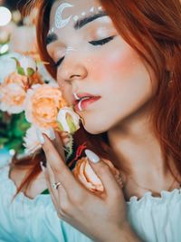 Close-up portrait of a beautiful young woman