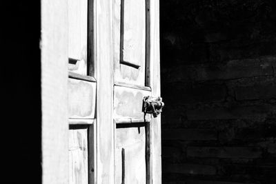 Close-up of closed door of old house