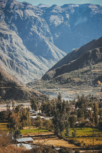 Scenic view of mountains against sky