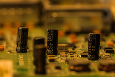 Close-up of telephone on table