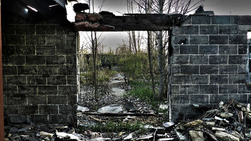 Close-up of abandoned building