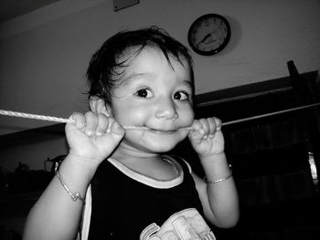 Close-up of boy at home