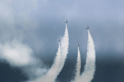 Low angle view of airshow in sky