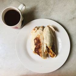 Close-up of breakfast served on table