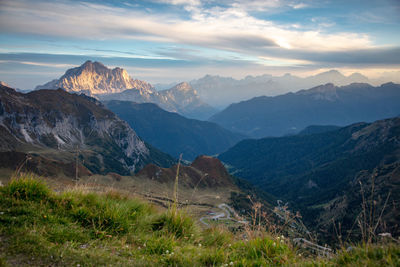 Scenic view of mountains against sky